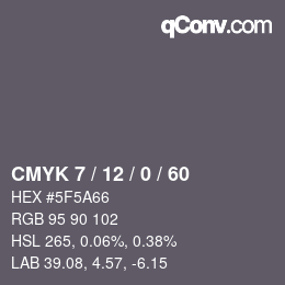 颜色代码: CMYK 7 / 12 / 0 / 60 | qconv.com