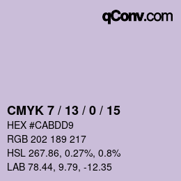 颜色代码: CMYK 7 / 13 / 0 / 15 | qconv.com