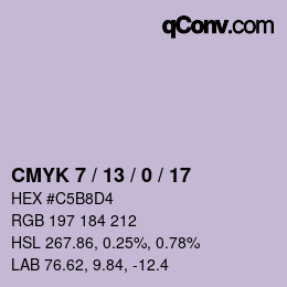 カラーコード: CMYK 7 / 13 / 0 / 17 | qconv.com