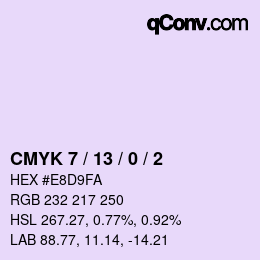 カラーコード: CMYK 7 / 13 / 0 / 2 | qconv.com
