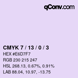 カラーコード: CMYK 7 / 13 / 0 / 3 | qconv.com