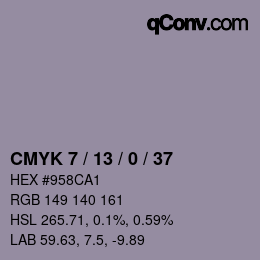 カラーコード: CMYK 7 / 13 / 0 / 37 | qconv.com