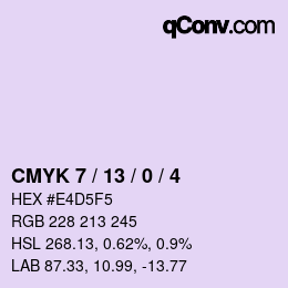 颜色代码: CMYK 7 / 13 / 0 / 4 | qconv.com