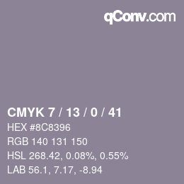 Color code: CMYK 7 / 13 / 0 / 41 | qconv.com