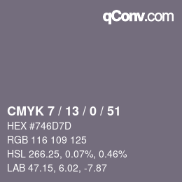 颜色代码: CMYK 7 / 13 / 0 / 51 | qconv.com