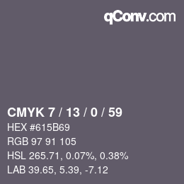 カラーコード: CMYK 7 / 13 / 0 / 59 | qconv.com