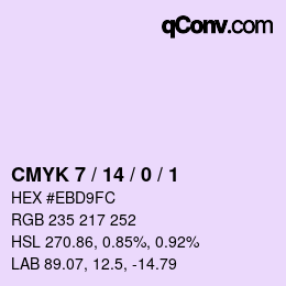 颜色代码: CMYK 7 / 14 / 0 / 1 | qconv.com