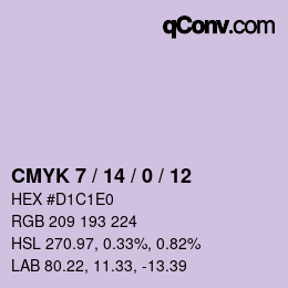カラーコード: CMYK 7 / 14 / 0 / 12 | qconv.com