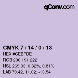 颜色代码: CMYK 7 / 14 / 0 / 13 | qconv.com