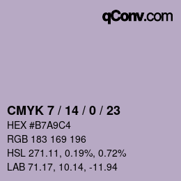 颜色代码: CMYK 7 / 14 / 0 / 23 | qconv.com