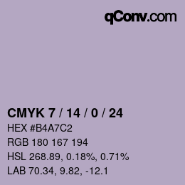 颜色代码: CMYK 7 / 14 / 0 / 24 | qconv.com