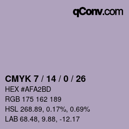 颜色代码: CMYK 7 / 14 / 0 / 26 | qconv.com