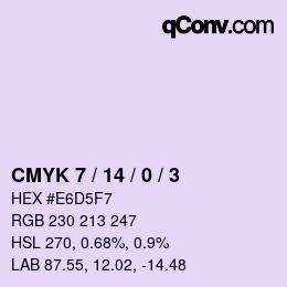 カラーコード: CMYK 7 / 14 / 0 / 3 | qconv.com