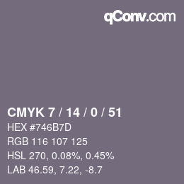 Código de color: CMYK 7 / 14 / 0 / 51 | qconv.com