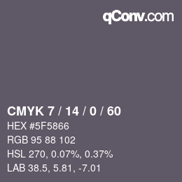 颜色代码: CMYK 7 / 14 / 0 / 60 | qconv.com