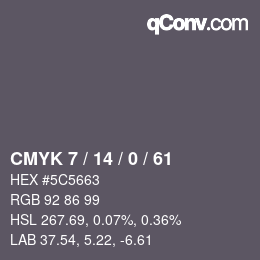 颜色代码: CMYK 7 / 14 / 0 / 61 | qconv.com