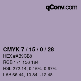 颜色代码: CMYK 7 / 15 / 0 / 28 | qconv.com