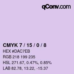 カラーコード: CMYK 7 / 15 / 0 / 8 | qconv.com