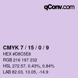 颜色代码: CMYK 7 / 15 / 0 / 9 | qconv.com