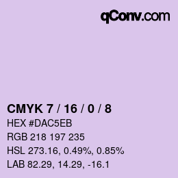 カラーコード: CMYK 7 / 16 / 0 / 8 | qconv.com