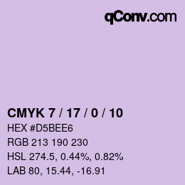 カラーコード: CMYK 7 / 17 / 0 / 10 | qconv.com