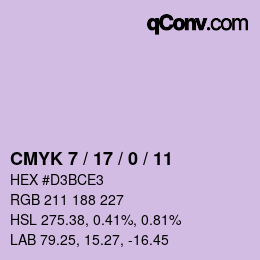 カラーコード: CMYK 7 / 17 / 0 / 11 | qconv.com