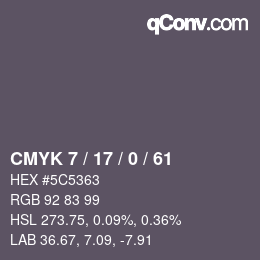 カラーコード: CMYK 7 / 17 / 0 / 61 | qconv.com