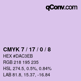 カラーコード: CMYK 7 / 17 / 0 / 8 | qconv.com