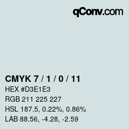 カラーコード: CMYK 7 / 1 / 0 / 11 | qconv.com