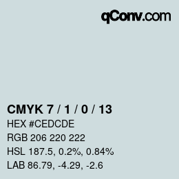 颜色代码: CMYK 7 / 1 / 0 / 13 | qconv.com