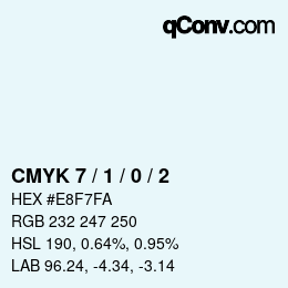 カラーコード: CMYK 7 / 1 / 0 / 2 | qconv.com
