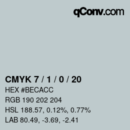 カラーコード: CMYK 7 / 1 / 0 / 20 | qconv.com
