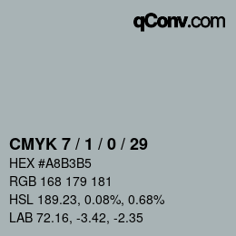 カラーコード: CMYK 7 / 1 / 0 / 29 | qconv.com