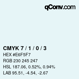 カラーコード: CMYK 7 / 1 / 0 / 3 | qconv.com