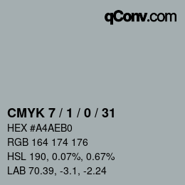 カラーコード: CMYK 7 / 1 / 0 / 31 | qconv.com