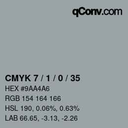 カラーコード: CMYK 7 / 1 / 0 / 35 | qconv.com