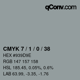 颜色代码: CMYK 7 / 1 / 0 / 38 | qconv.com