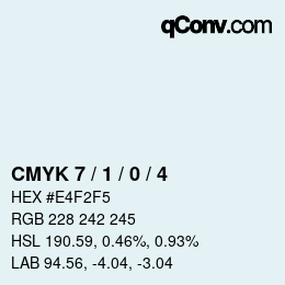 カラーコード: CMYK 7 / 1 / 0 / 4 | qconv.com