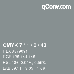 カラーコード: CMYK 7 / 1 / 0 / 43 | qconv.com