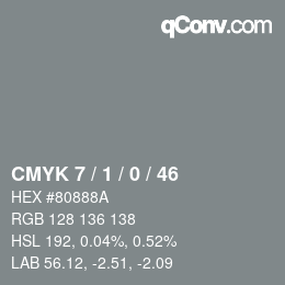 Color code: CMYK 7 / 1 / 0 / 46 | qconv.com