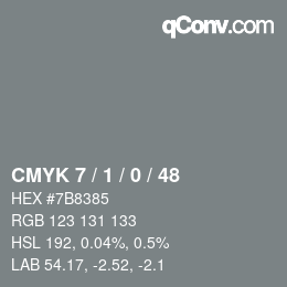 颜色代码: CMYK 7 / 1 / 0 / 48 | qconv.com