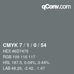 カラーコード: CMYK 7 / 1 / 0 / 54 | qconv.com