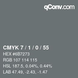 カラーコード: CMYK 7 / 1 / 0 / 55 | qconv.com