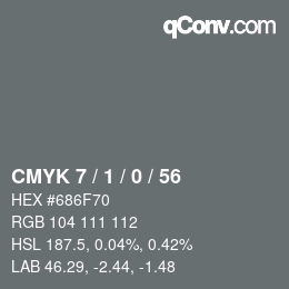 颜色代码: CMYK 7 / 1 / 0 / 56 | qconv.com