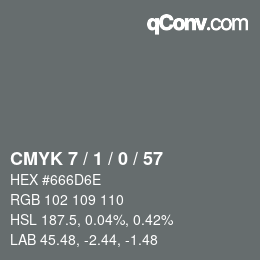 颜色代码: CMYK 7 / 1 / 0 / 57 | qconv.com