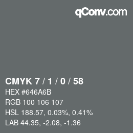 カラーコード: CMYK 7 / 1 / 0 / 58 | qconv.com