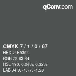 颜色代码: CMYK 7 / 1 / 0 / 67 | qconv.com
