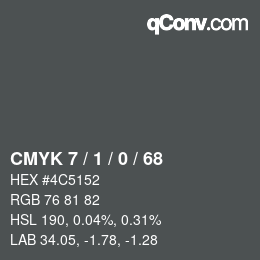 カラーコード: CMYK 7 / 1 / 0 / 68 | qconv.com
