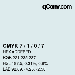 颜色代码: CMYK 7 / 1 / 0 / 7 | qconv.com