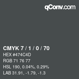 カラーコード: CMYK 7 / 1 / 0 / 70 | qconv.com